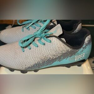 Youth Soccer Cleats Speed Viper gray teal kids size 2